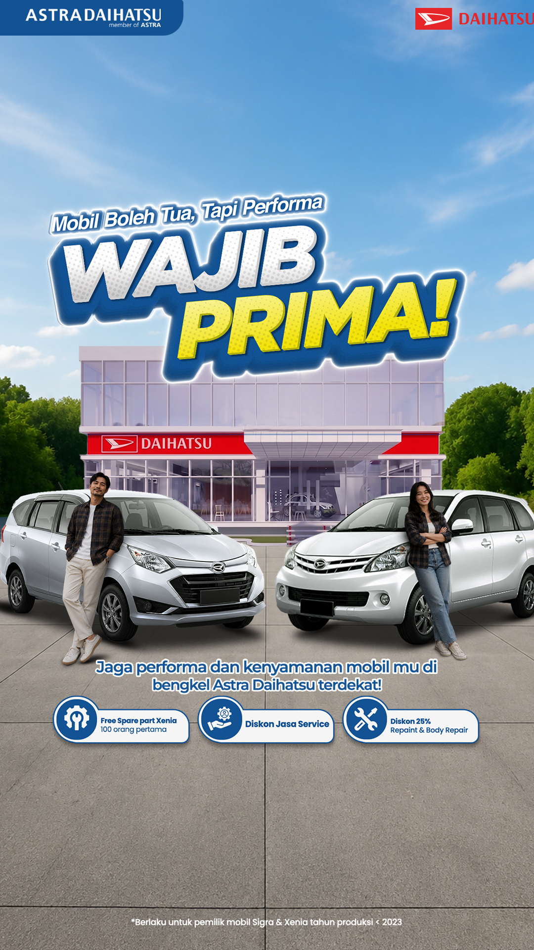 Promo Wajib Prima Astra Daihatsu dengan penawaran spare part, diskon jasa servis, serta repaint dan body repair